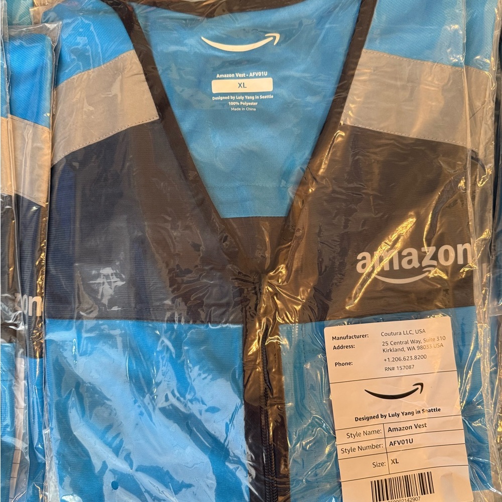 Amazon Flex DSP Unisex Delivery Driver Safety Reflective Full Zip Vest Size XL